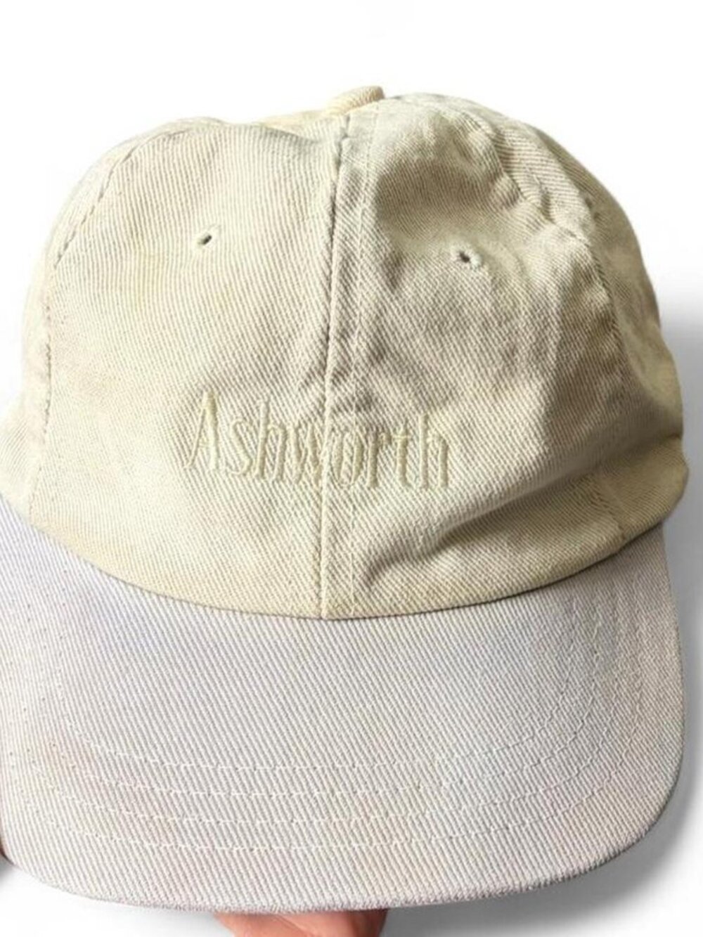 Ashworth cream & tan baseball cap    baseball #preppy  Some discoloration